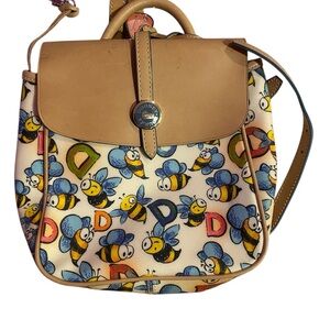 Dooney & Bourke vintage Tan and Multicolor Bee Print Backpack